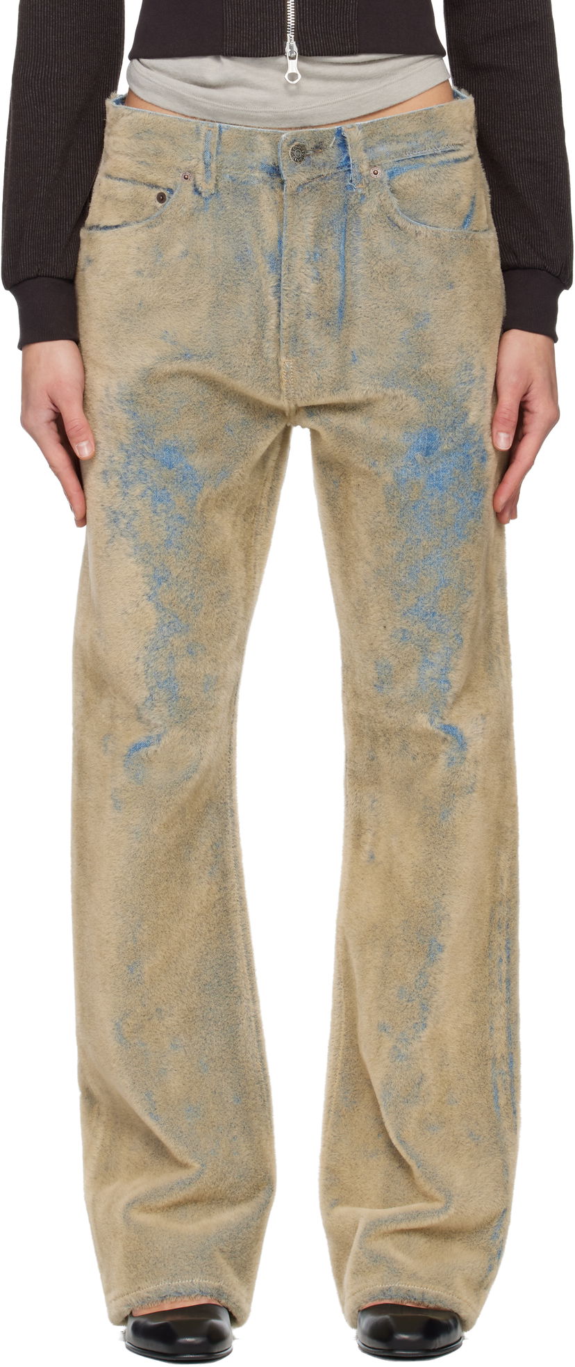 Džínsy Acne Studios Flocked Jeans Béžová | A00563-