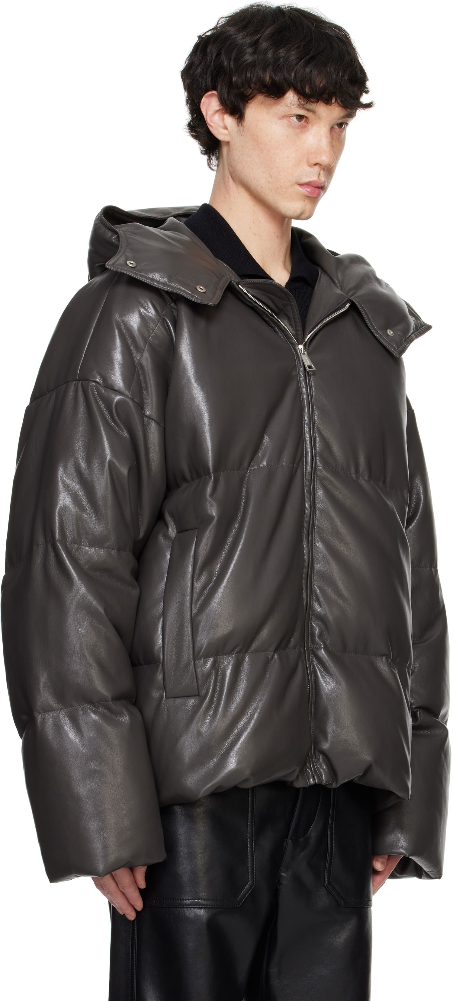 Prešívaná bunda Nanushka Nanushka Vili Vegan Leather Puffer Jacket Šedá | NM24FWJK01769, 1