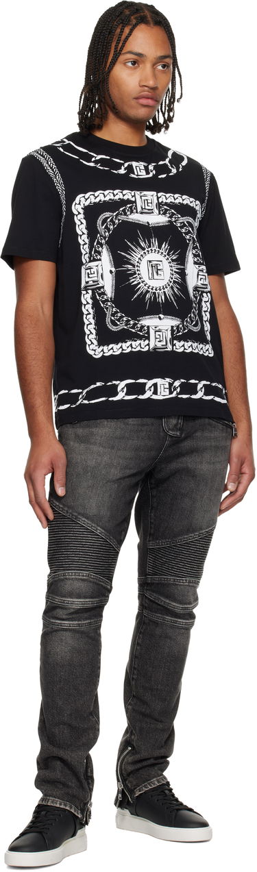 Tričko Balmain Foulard Print T-shirt Čierna | FH1EG000GF08, 3