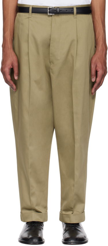 Nohavice AMI AMI Paris Cotton Carrot Oversized Trousers Béžová | HTR121.CO0103, 0