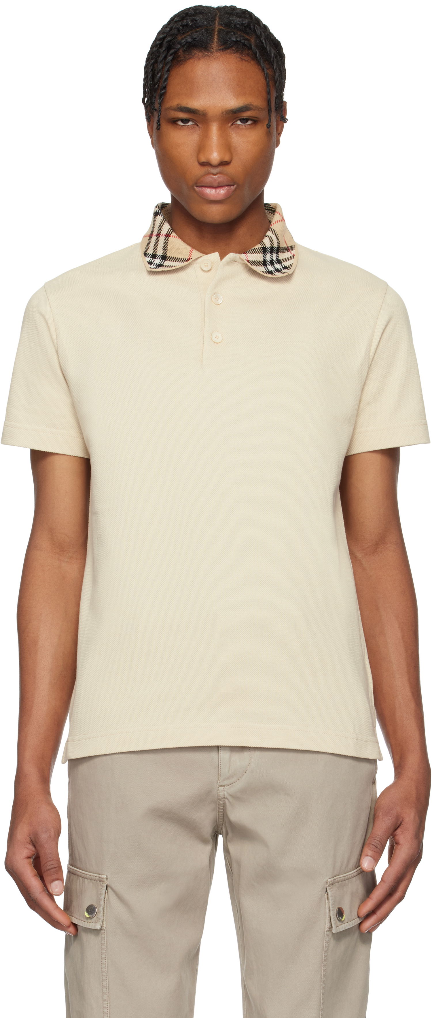 Polo tričko Burberry Burberry Check Collar Cotton Polo Béžová | 8103864, 0