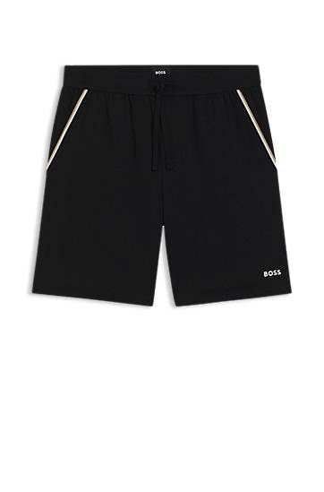 Šortky BOSS BOSS Stretch-Cotton Shorts with Tape Trims Čierna | 50545942