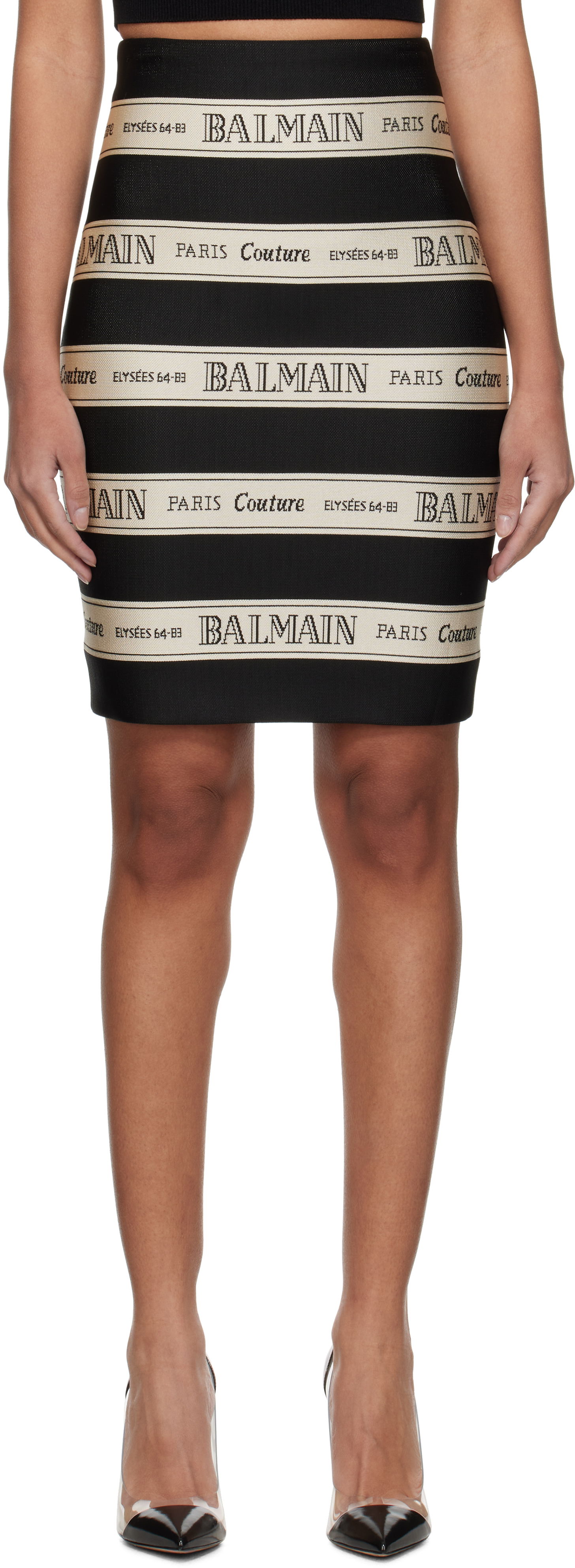 Sukňa Balmain Balmain Jacquard Miniskirt Čierna | EF1LC245JJ95, 0