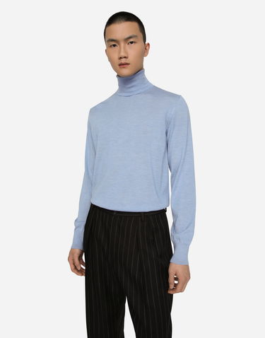 Sveter Dolce & Gabbana Extra-fine Cashmere And Silk Turtleneck Sweater Modrá | GXL03TJDMS4B3784, 3