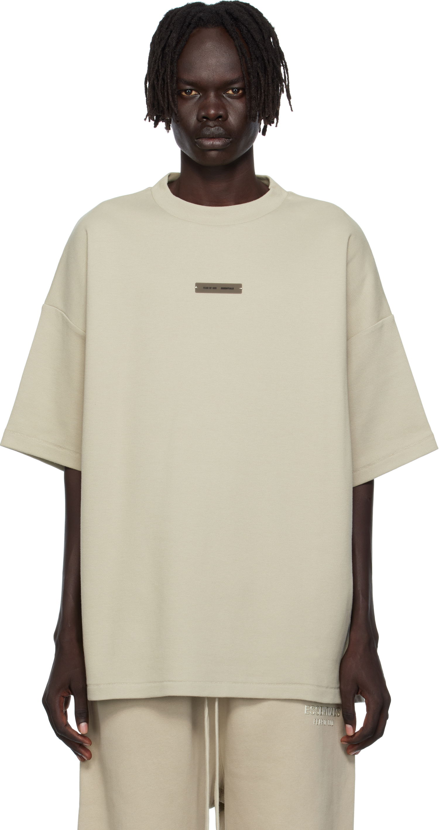 Tričko Fear of God ESSENTIALS 90s Fit Piqué Crewneck T-shirt Béžová | 125SP254416F, 0