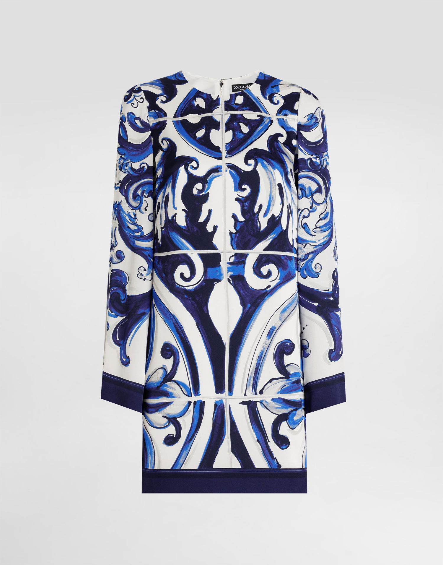 Šaty Dolce & Gabbana Dolce & Gabbana Majolica Charmeuse Dress Modrá | I6KH4WFHAA2HB5DQ, 0