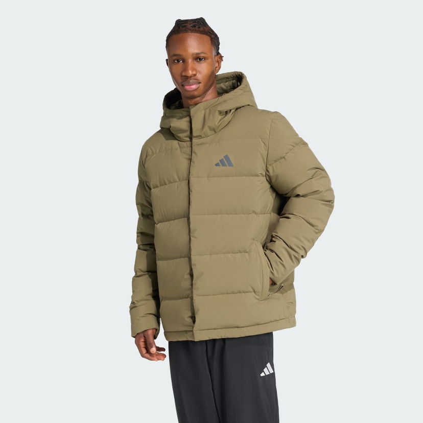 Bunda adidas Performance Helionic CLIMAWARM Hooded Down Jacket Zelené | JX0580