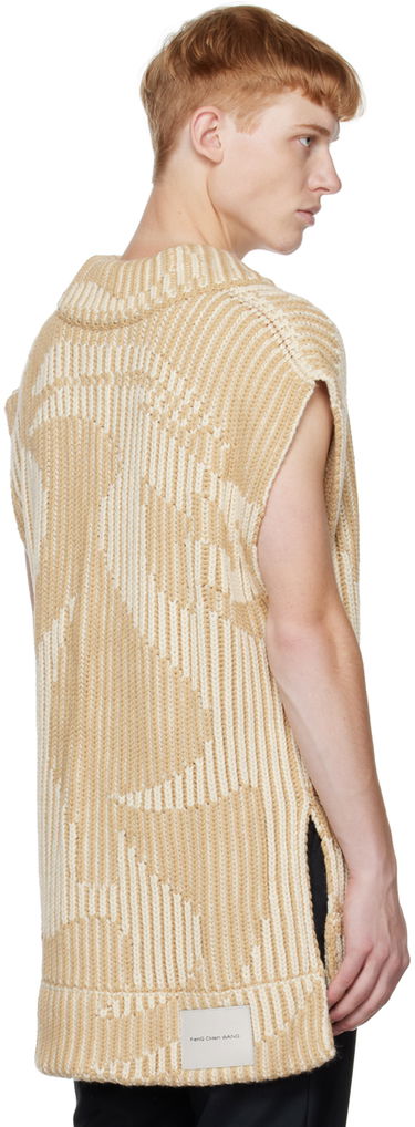 Sveter Feng Chen Wang Feng Chen Wang Jacquard Oversized V-Neck Vest Béžová | FUF14KT06K, 2