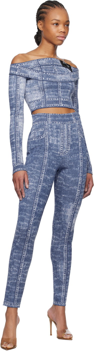 Súprava Balmain Balmain Denim Off-Shoulder Top Modrá | EF1AO385KH80, 3