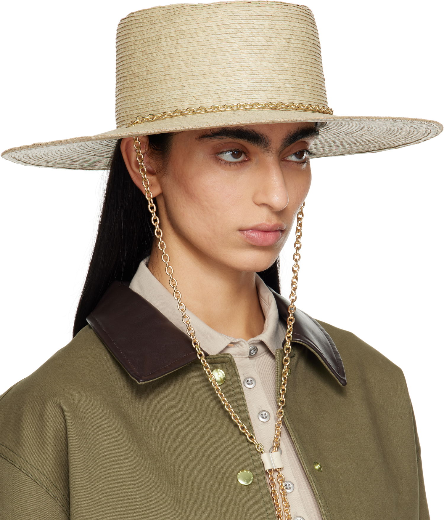 Klobúk rag & bone Rag & Bone Jacque Boater Hat with Chain Béžová | WJW25SH1017ST17, 1
