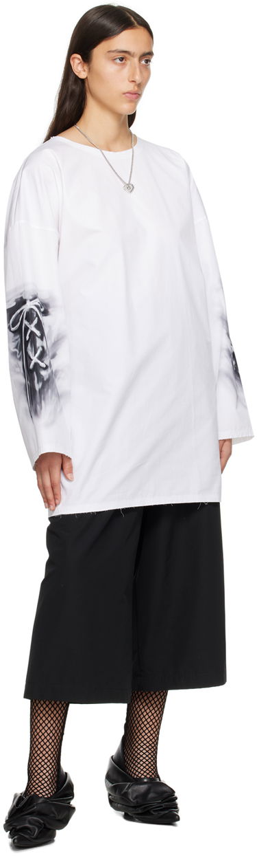 Tričko We11done Raw Edge Graphic Long Sleeve T-Shirt Biela | WD-SH3-23-185-U-WH, 3