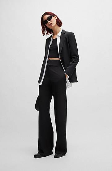 Nohavice BOSS High-Waisted Flared Trousers Čierna | 50516143, 1