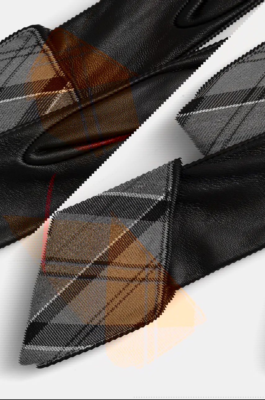Leather Gloves with Tartan Cuffs