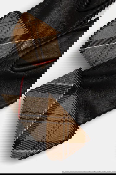 Rukavice Barbour Leather Gloves with Tartan Cuffs Čierna | LGL0005, 2