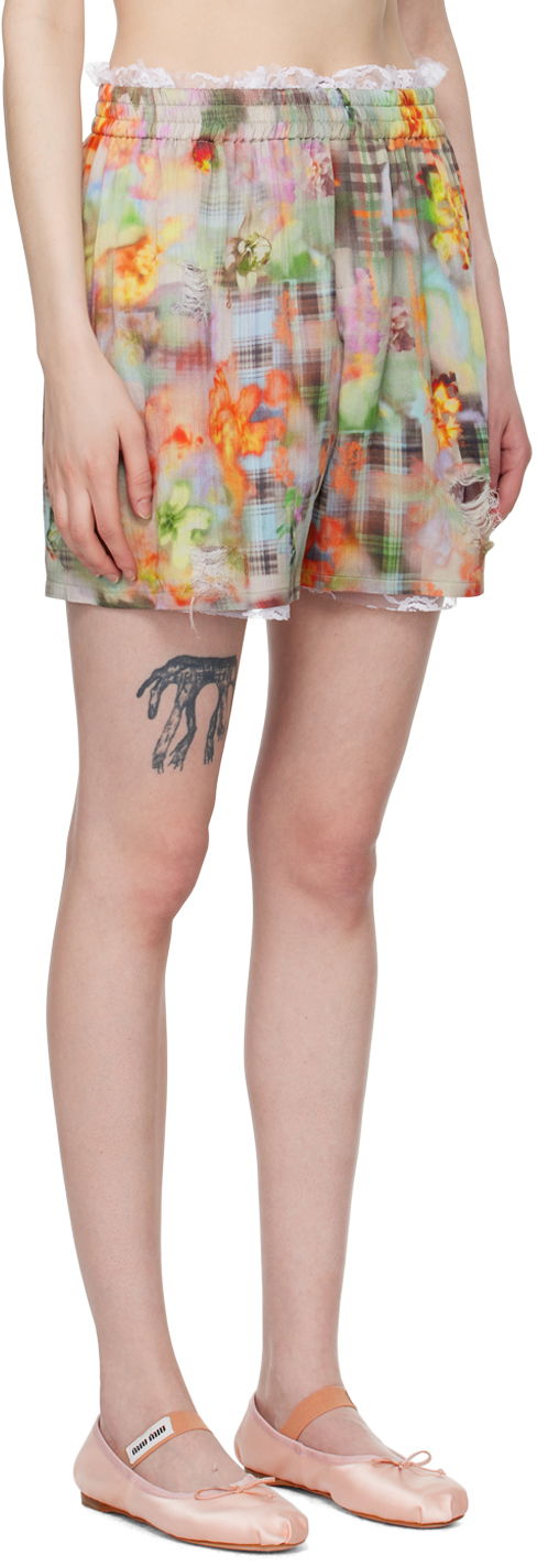 Collina Strada Odeon Floral-Print Lace-Trim Shorts
