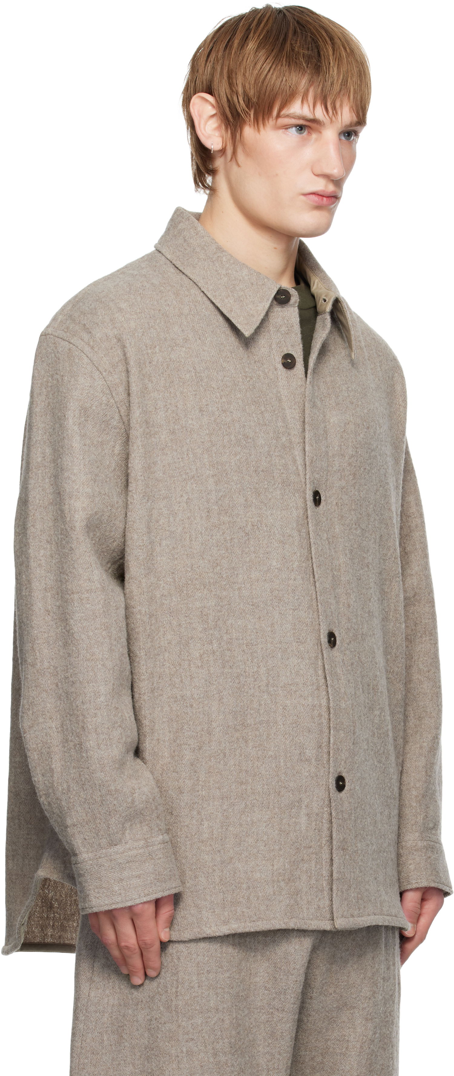 Košeľa Studio Nicholson Studio Nicholson Deck Wool Shirt Béžová | DECK SNM - 1296, 1