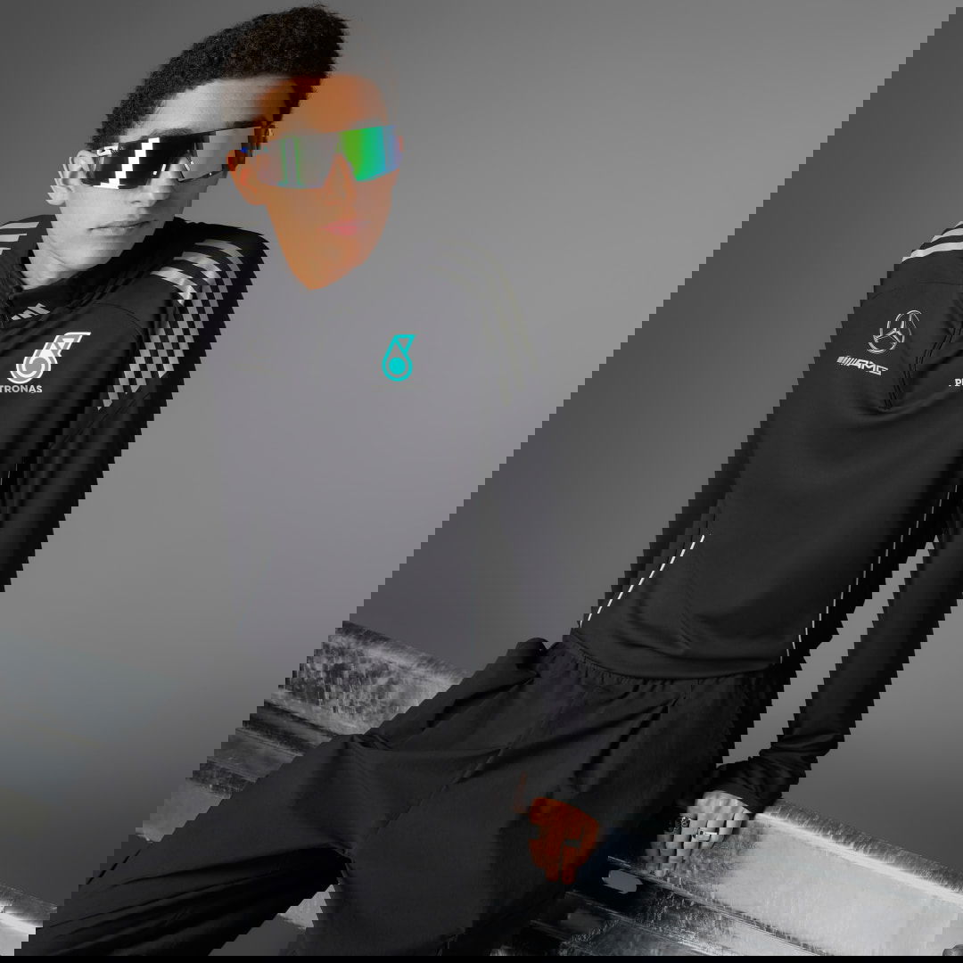 Mikina adidas Performance Mercedes-AMG Petronas Formula One Team Mechanics Quarter-Zip Sweatshirt Čierna | JX8267, 0