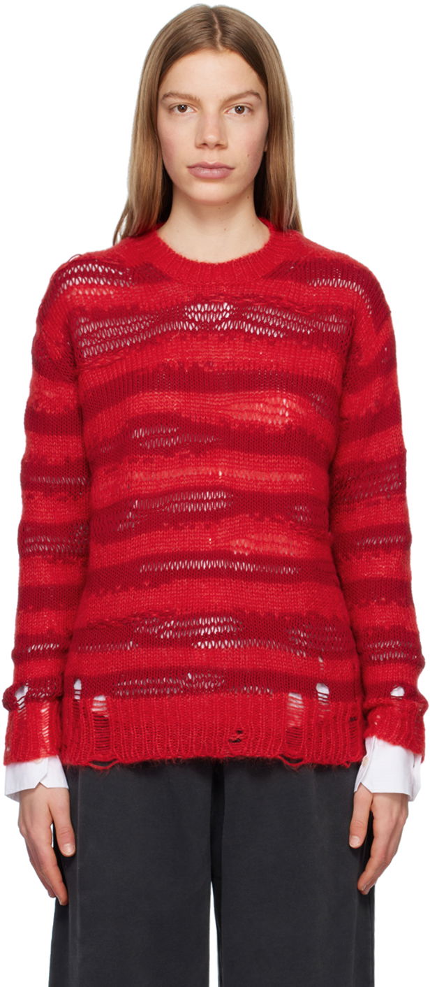 Sveter Acne Studios Distressed Sweater Červená | A60399-, 0