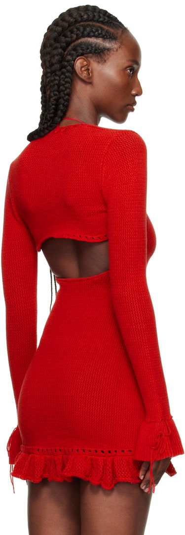 Sveter GUIZIO Guizio Crochet Ruffle Sleeve Bolero Cardigan Červená | P25705S019, 2