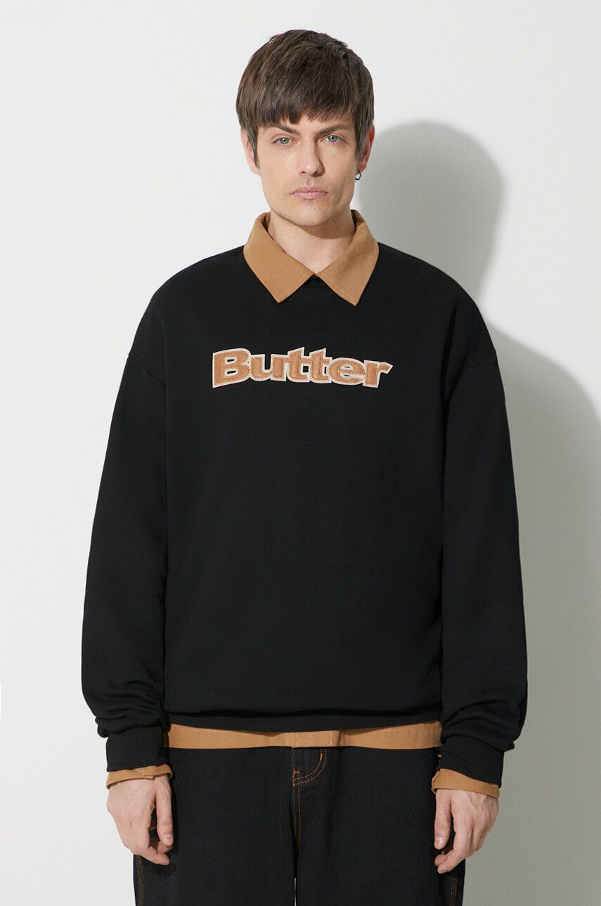Sveter Butter Goods Crewneck Sweatshirt With Applique Čierna | BGQ423D20904, 0