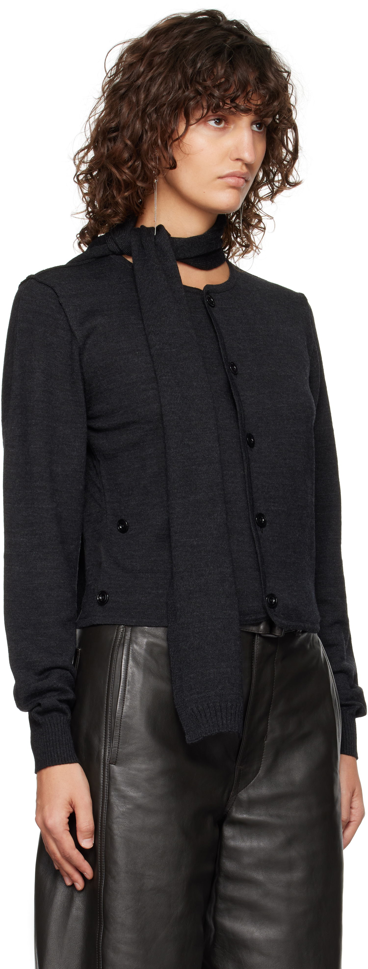 Sveter LEMAIRE LEMAIRE Cardigan With Scarf Čierna | TO1251 LK087, 1