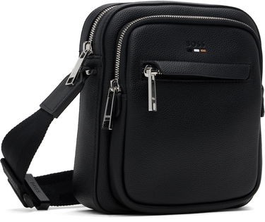 Taška cez rameno BOSS Textured Faux-Leather Mini Crossbody Bag Čierna | 50536196, 1
