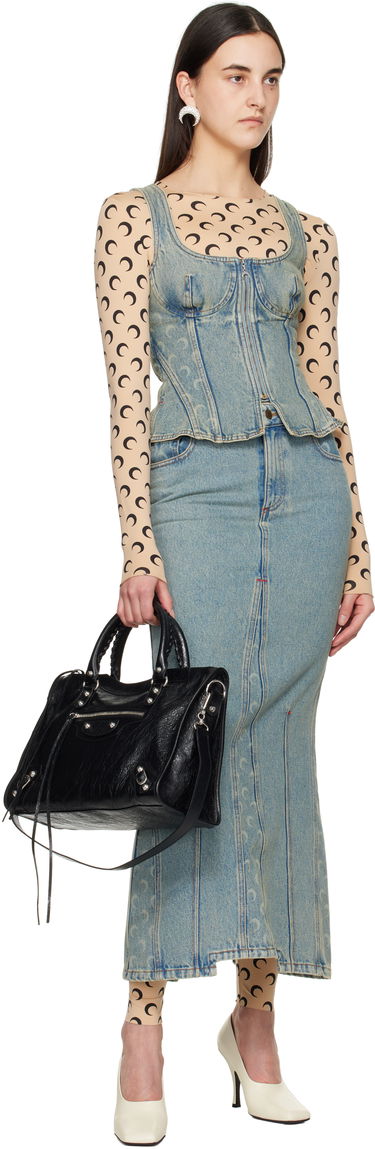 Sukňa Marine Serre Marine Serre Moon Laser Denim Maxi Skirt Modrá | WSK074A CDEN0003, 3