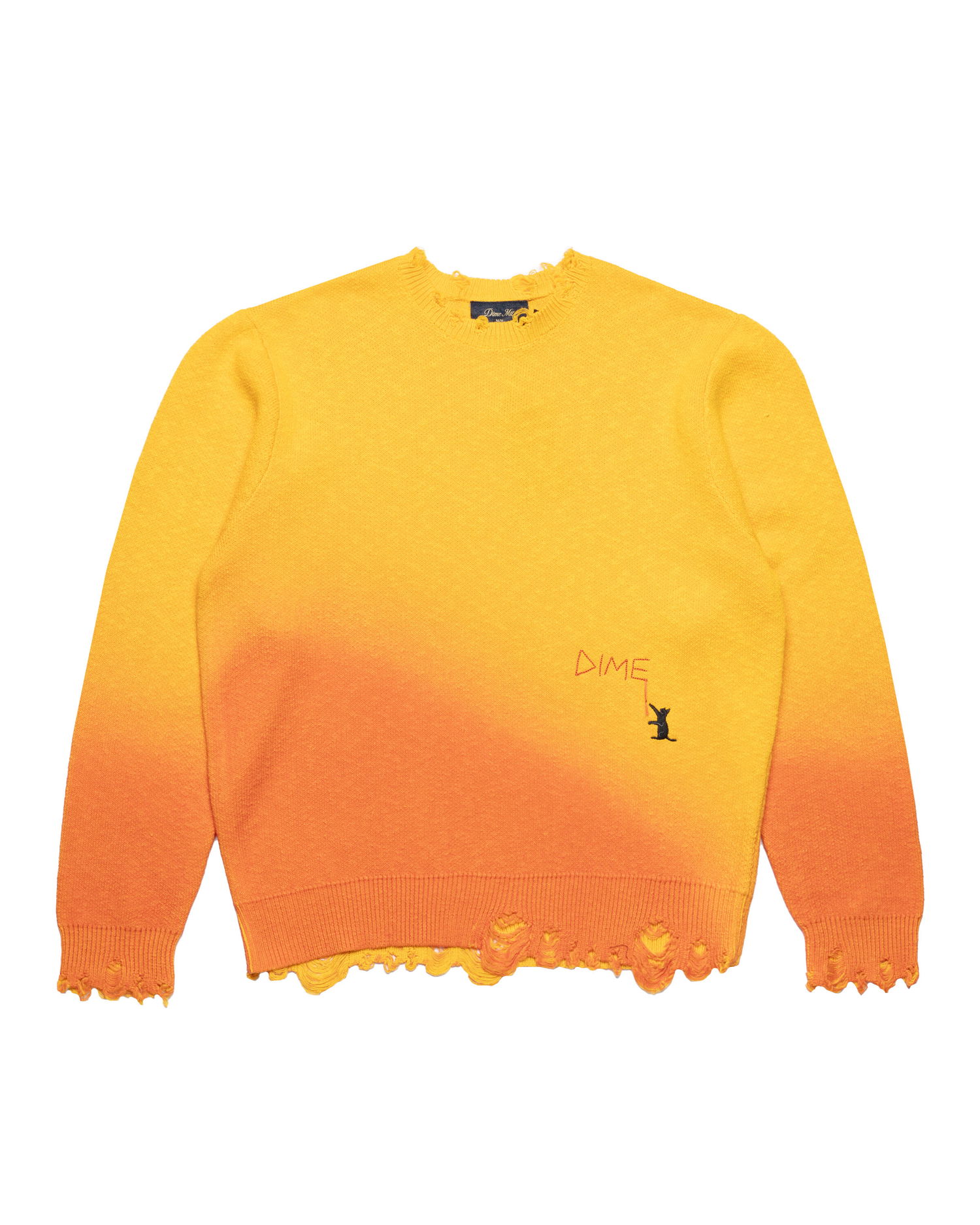 Sveter Dime Dime Gradient Knit Sweater with Cat Embroidery Oranžová | DIMESP2510SUN, 0