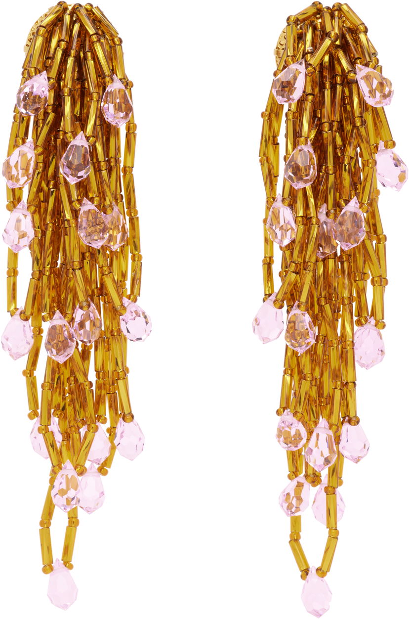 Náušnice KIKO KOSTADINOV Kiko Kostadinov Cowen Pink & Gold Beaded Drop Earrings Ružová | KKWAW25ER03-158