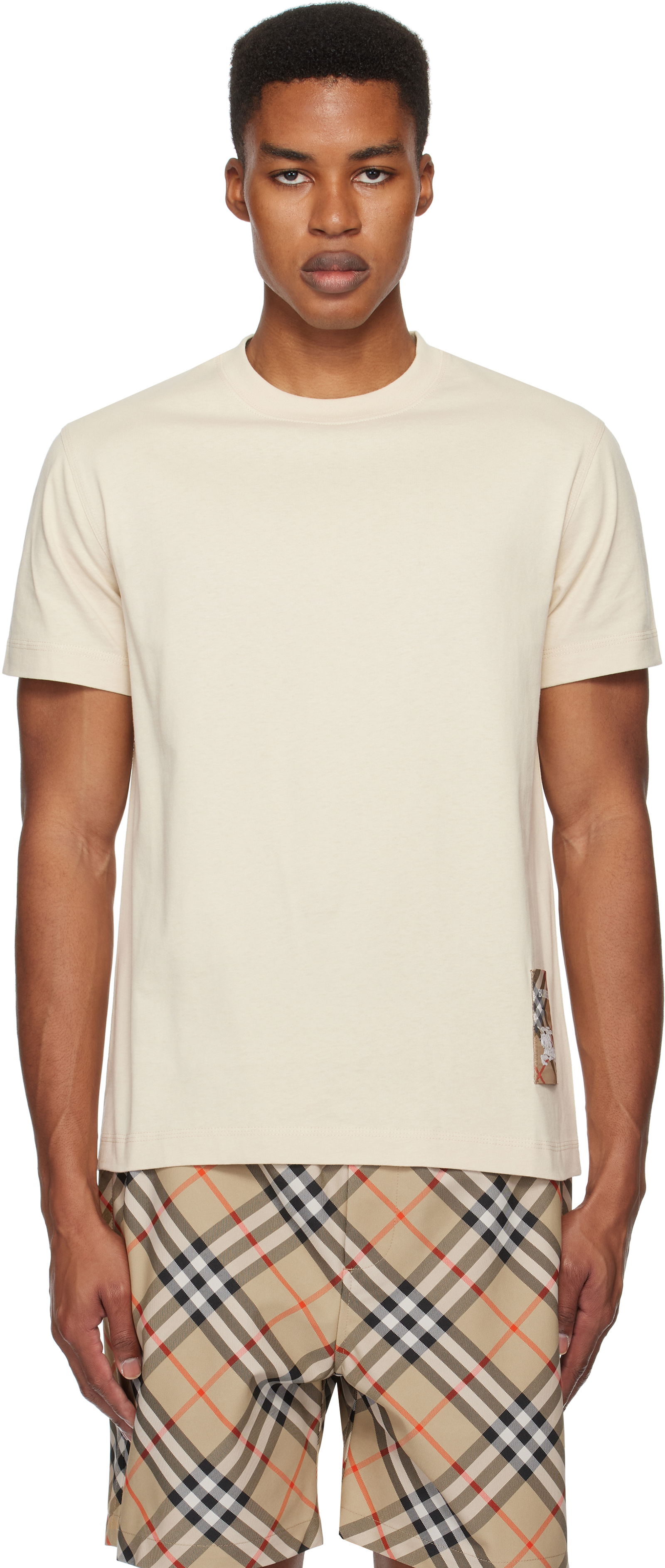 Check Label Cotton T-Shirt