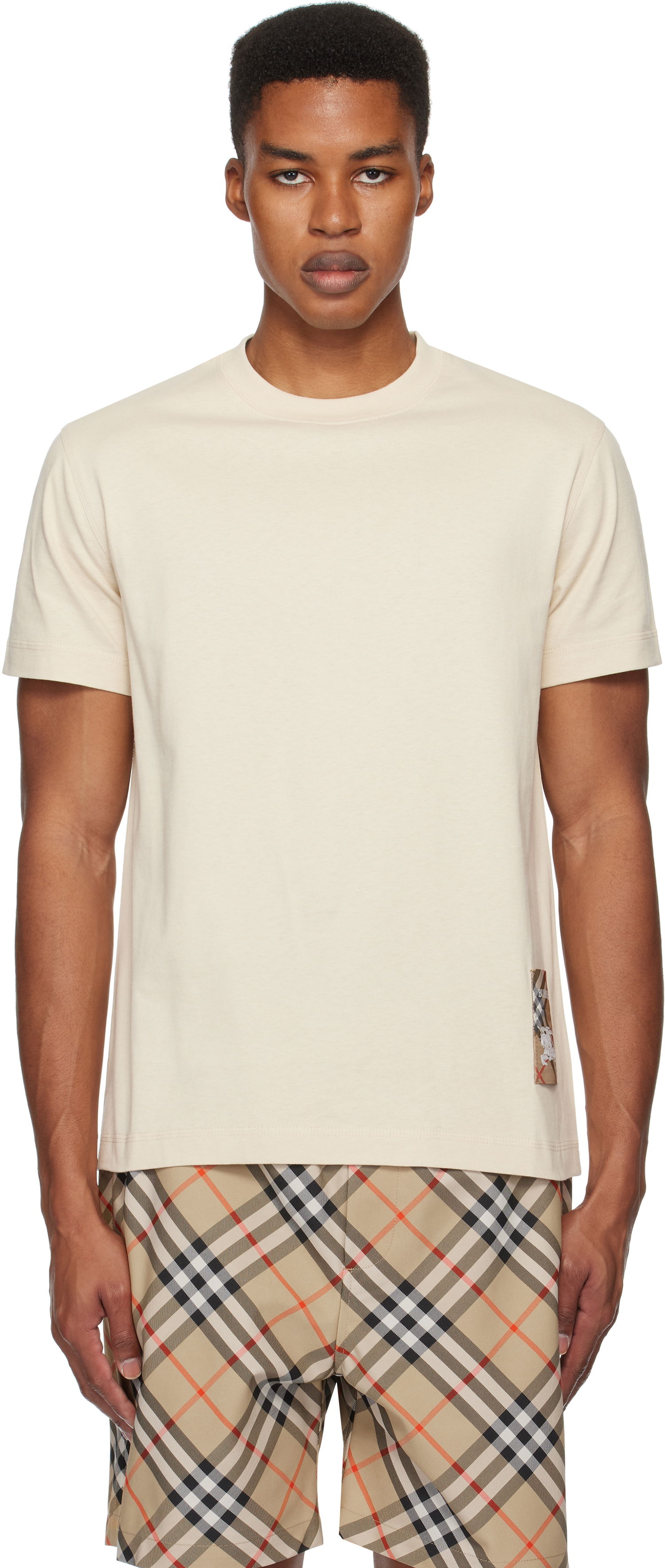 Tričko Burberry Check Label Cotton T-Shirt Béžová | 8103508, 0