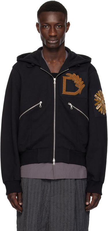 Mikina Dries Van Noten Dries Van Noten Embroidered Zip-Up Hoodie Čierna | 251-021163-1610, 0