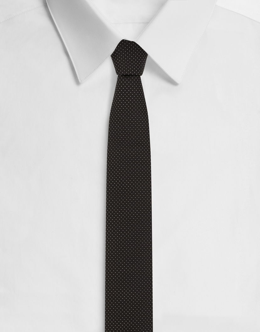 Doplnky Dolce & Gabbana Dolce & Gabbana Silk Jacquard Tie With Micro Polka-dot Design Čierna | GT149EG0JRPN0004