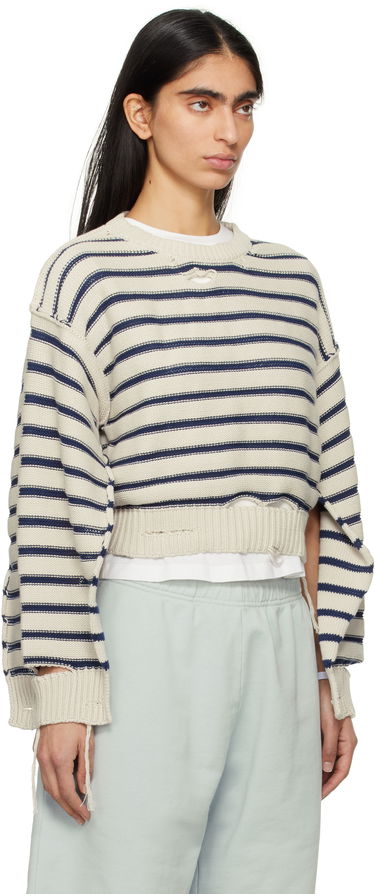 Sveter Maison Margiela MM6 Maison Margiela Striped Distressed Crewneck Sweater Rôznofarebný | S52HL0042 M13080, 4