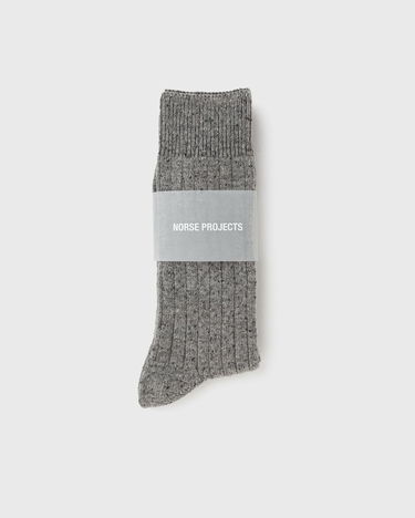 Ponožky NORSE PROJECTS Bjarki Neps Wool Rib Sock Šedá | N82-0008-1500, 3