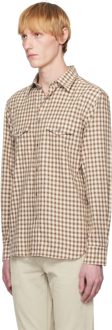 Košeľa Tom Ford TOM FORD Small Check Western Shirt Hnedá | HDS001-FMC202S25, 3