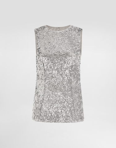 Tielko Dolce & Gabbana Sleeveless Sequin Top Metalická | F7AL1TFLSMCS0998, 0