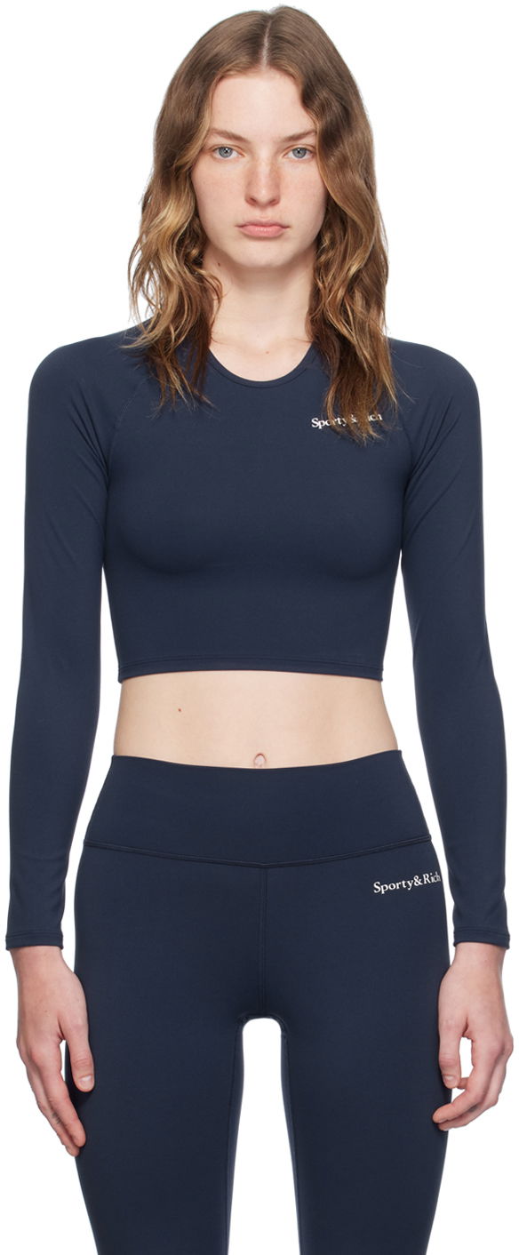 Tričko Sporty & Rich Navy Printed Logo Top Navy | TO036S403SN, 0