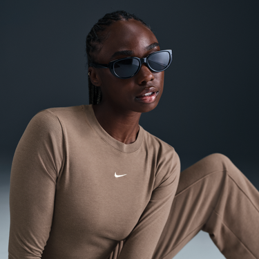 Crop Top Nike Sportswear Chill Knit Cropped Long Sleeve Top Hnedá | HF5322-214, 4