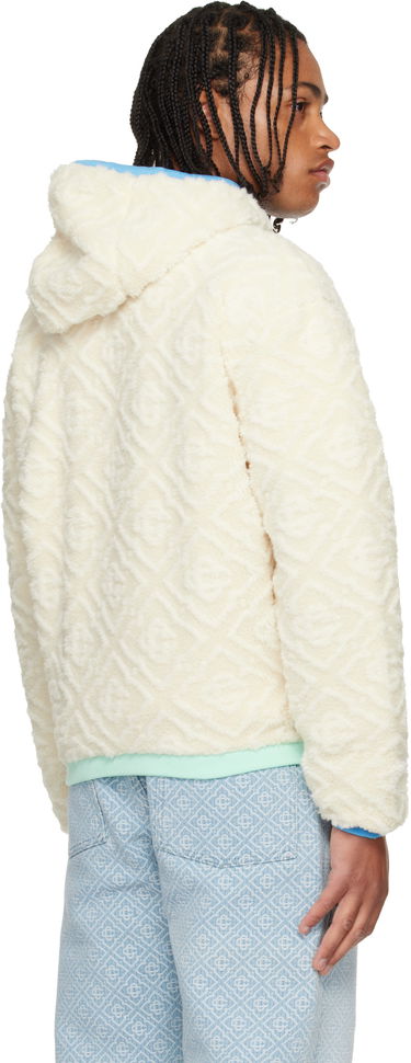 Bunda Casablanca Monogram Fleece Hooded Jacket Biela | MPF25-JTP-373-01, 4