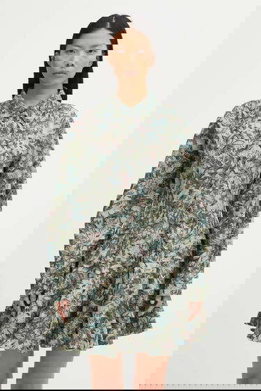 Šaty GANNI Printed Stretch Cotton Buttoned Mini Dress Rôznofarebný | W1096, 0