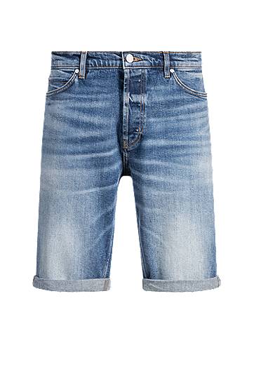 Šortky BOSS Tapered-Fit Comfort-Stretch Denim Shorts Modrá | 50537719, 0