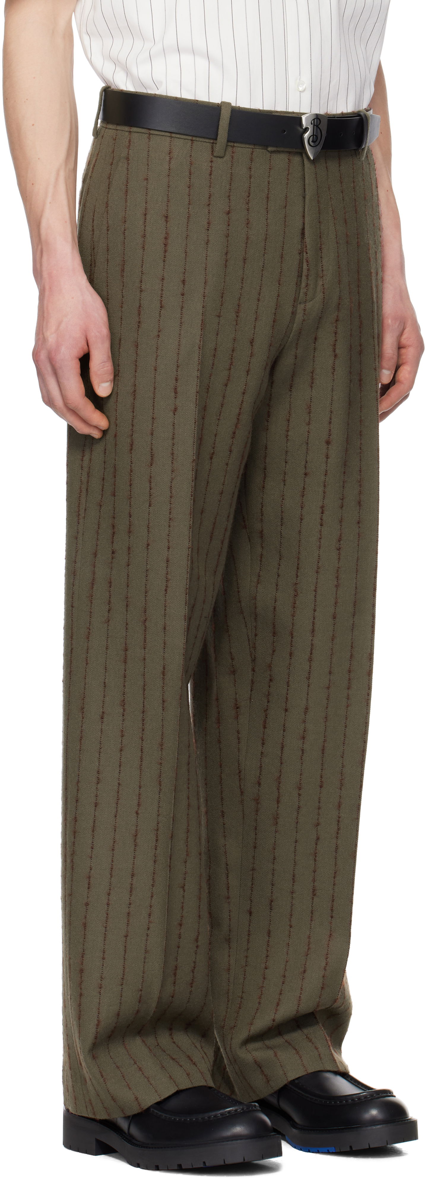 Nohavice Burberry Burberry Pinstripe Tailored Trousers Zelené | 8103516, 1