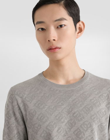 Sveter Dolce & Gabbana Silk Short-Sleeved Jacquard Pullover Šedá | GXX03TJBSO9V0545, 3