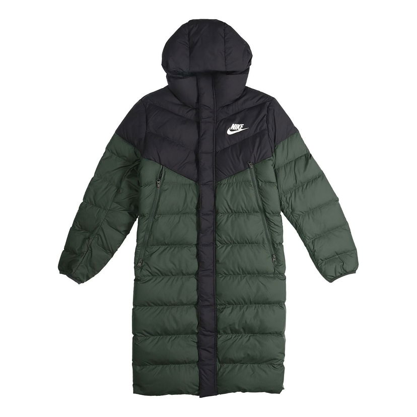 Prešívaná bunda Nike Sportswear Windrunner Down Fill Long Hooded Jacket Zelené | AA8854-045