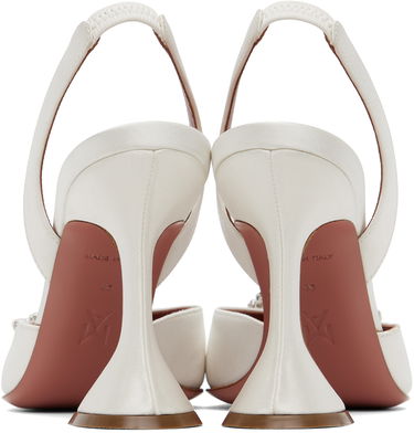 Tenisky a topánky Amina Muaddi Sling Back Heels With Crystal Buckle Biela | BEGUM SLING CL SATIN, 1