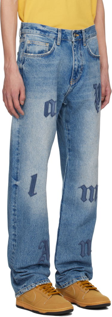 Džínsy Palm Angels Palm Angels Logo Patch Straight Leg Jeans Modrá | PMYA041S25DEN0064040, 1