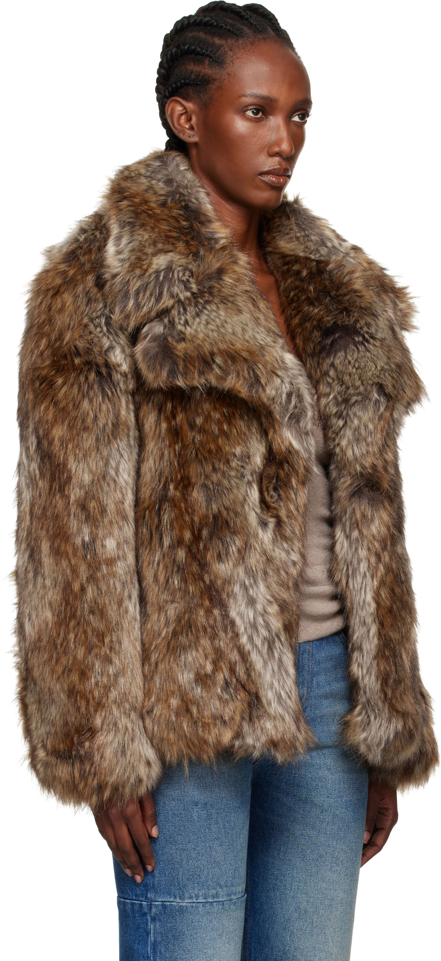 Bunda Maison Margiela MM6 Maison Margiela Hook-Eye Faux-Fur Jacket Hnedá | S52AM0326 M35464, 1