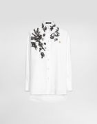 Dolce & Gabbana Oversize Cotton Poplin Shirt with Lace Appliqués