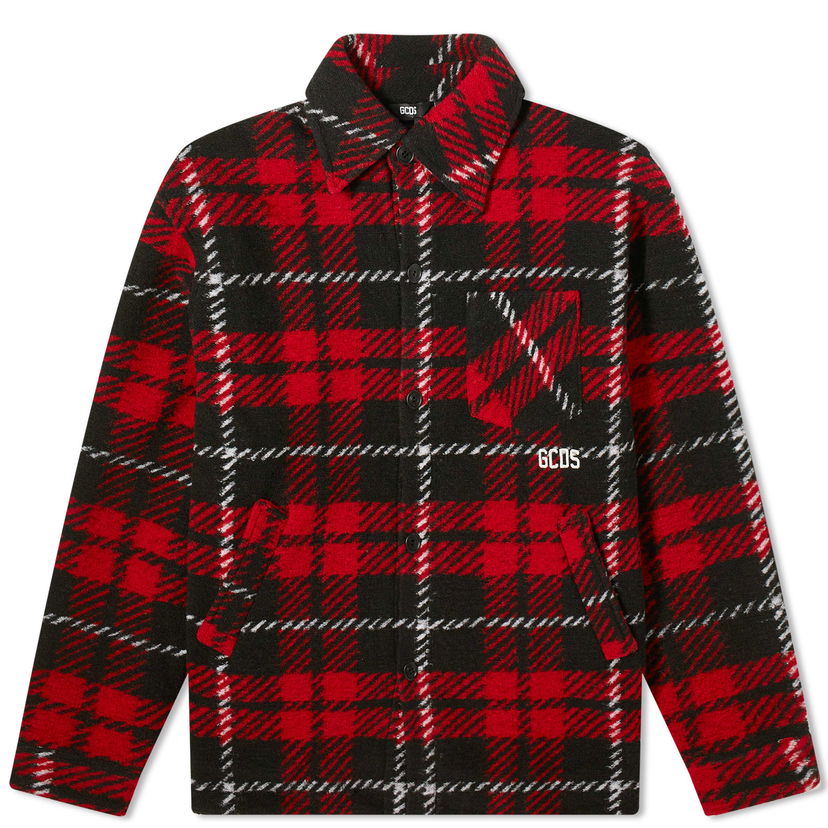 Košeľa GCDS Low Band Tartan Overshirt Červená | FW23M230482-03